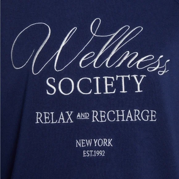 WILDFOX ‘Wellness Society’ Keely Raglan Sweatshirt in Medieval Blue - Picture 8 of 11